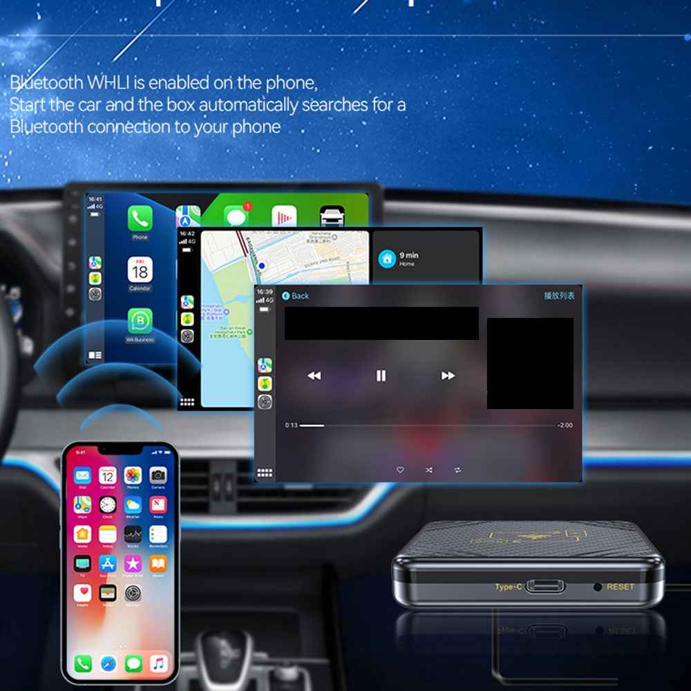 Q1 CarPlay Android Auto 2-in-1 AI Box Bluetooth-compatible 5.0 Wired to Wireless Adapter - White