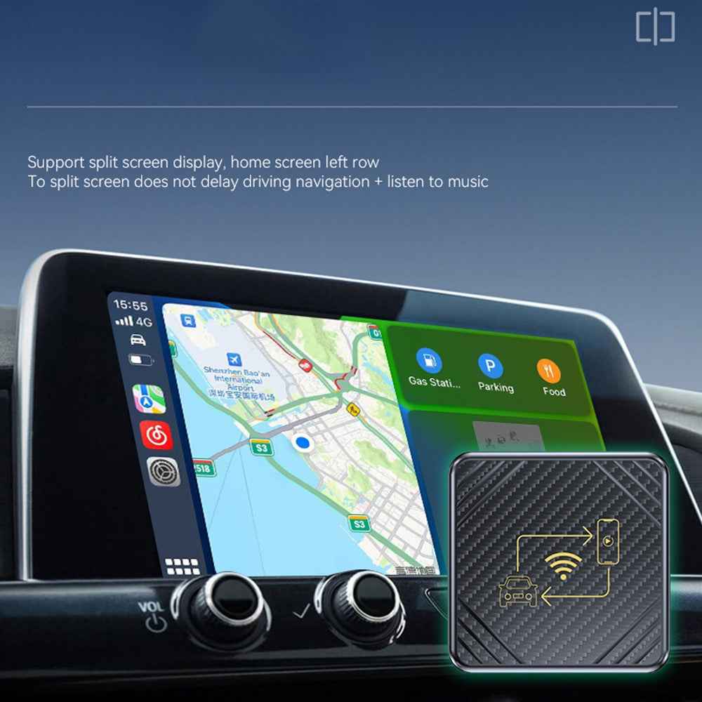 Q1 CarPlay Android Auto 2-in-1 AI Box Bluetooth-compatible 5.0 Wired to Wireless Adapter - White