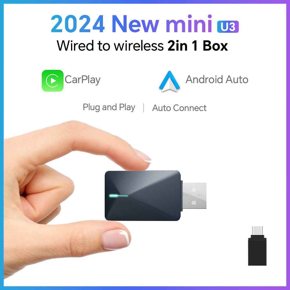 Mini U3 Plug and Play USB Car Wired to Wireless Carplay Adapter Dongle