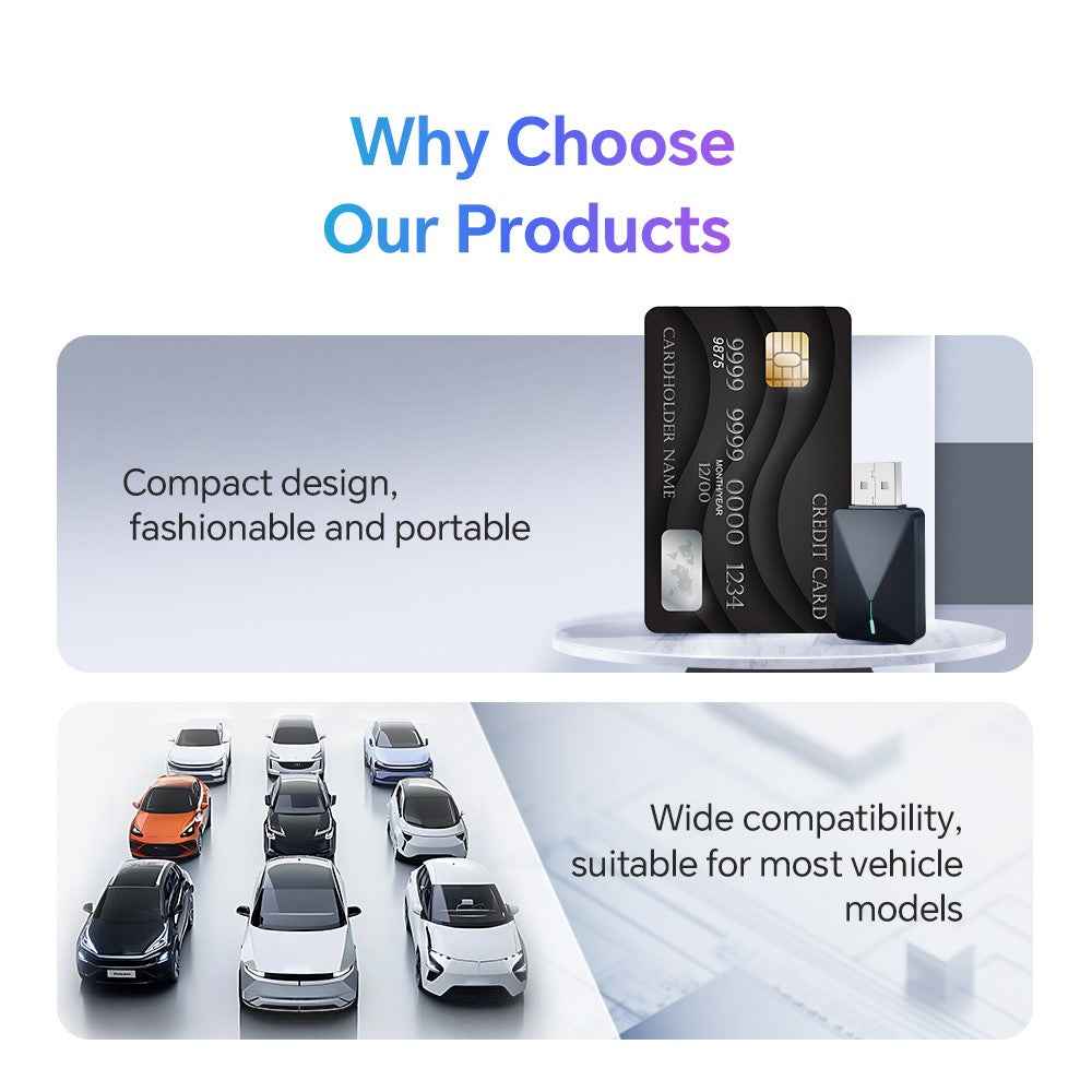 Mini U3 Plug and Play USB Car Wired to Wireless Carplay Adapter Dongle