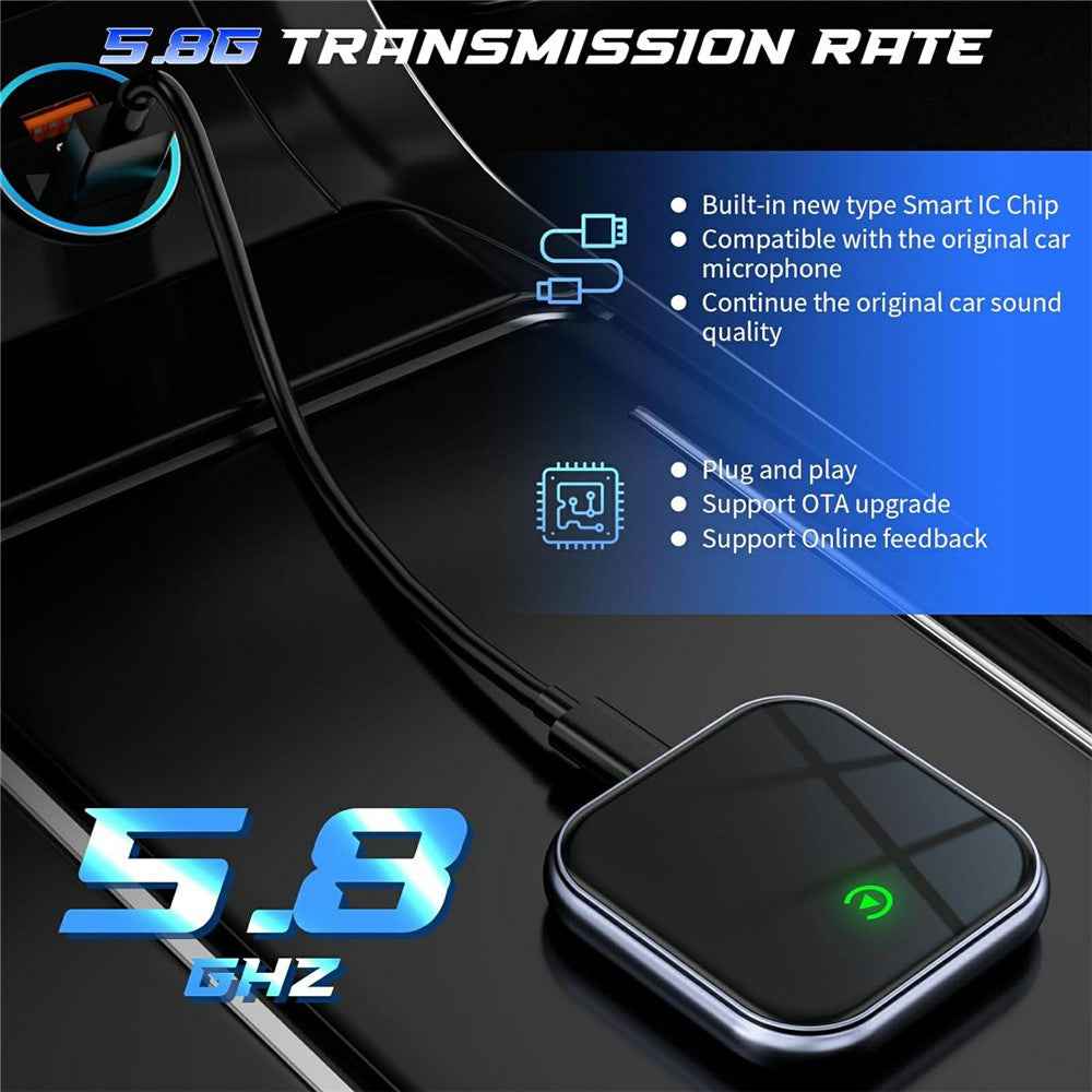 BY963 Vehicle Wireless Adapter WiFi Bluetooth-compatible Dual Connection Car Connectivity Converter Box - Carplay+Android Auto