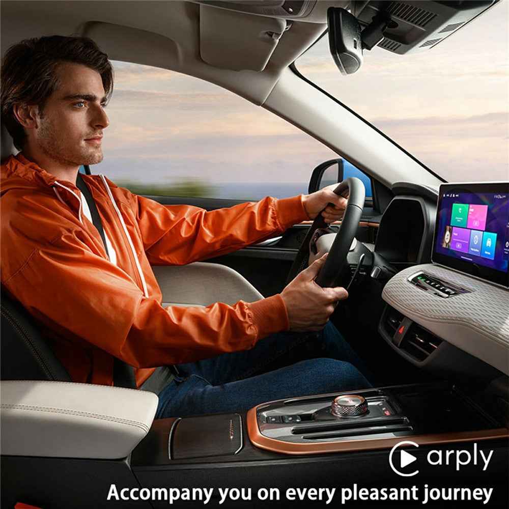 BY963 Vehicle Wireless Adapter WiFi Bluetooth-compatible Dual Connection Car Connectivity Converter Box - Carplay+Android Auto