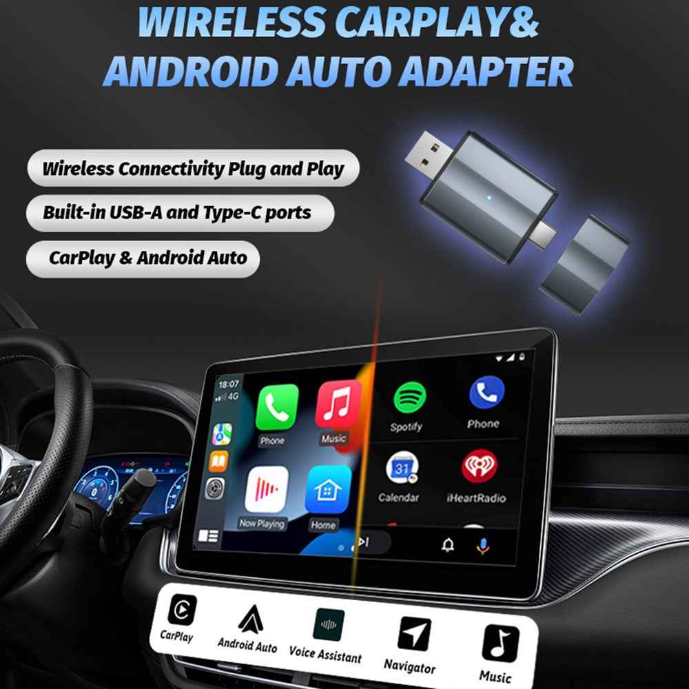 PL2 Carplay Wireless Converter Box USB / TYPE-C Dual Interface Adapter For Wired to Wireless Carplay / Android Auto Upgrade