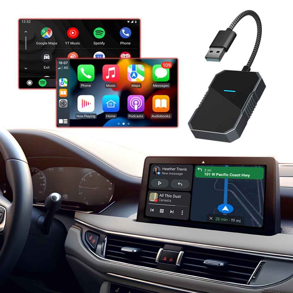 PL7 USB Wired to Wireless CarPlay Adapter Box Quad-Core A53 Processor Bluetooth-compatible 5.0  /  WiFi 5.8 Converter
