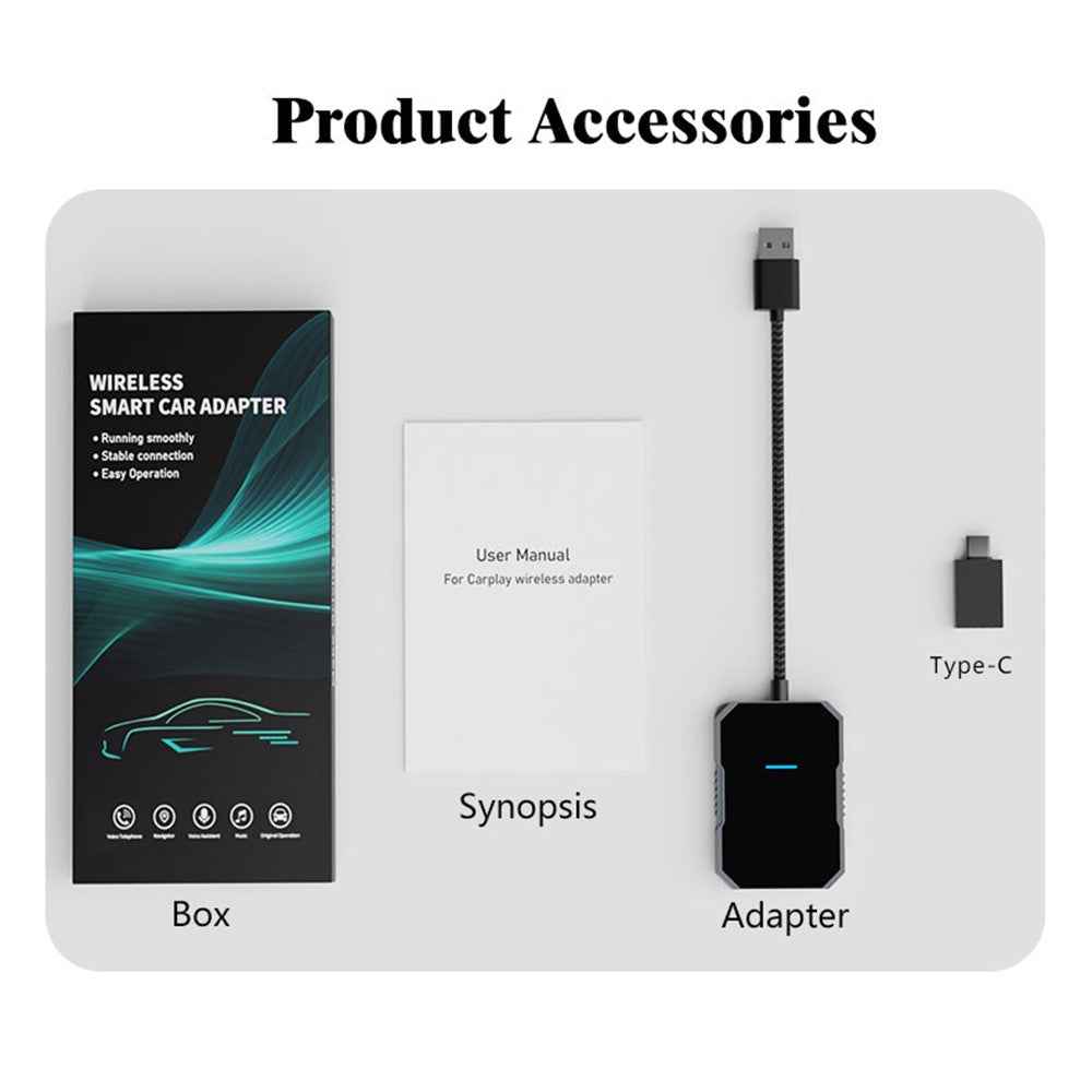 PL7 USB Wired to Wireless CarPlay Adapter Box Quad-Core A53 Processor Bluetooth-compatible 5.0  /  WiFi 5.8 Converter
