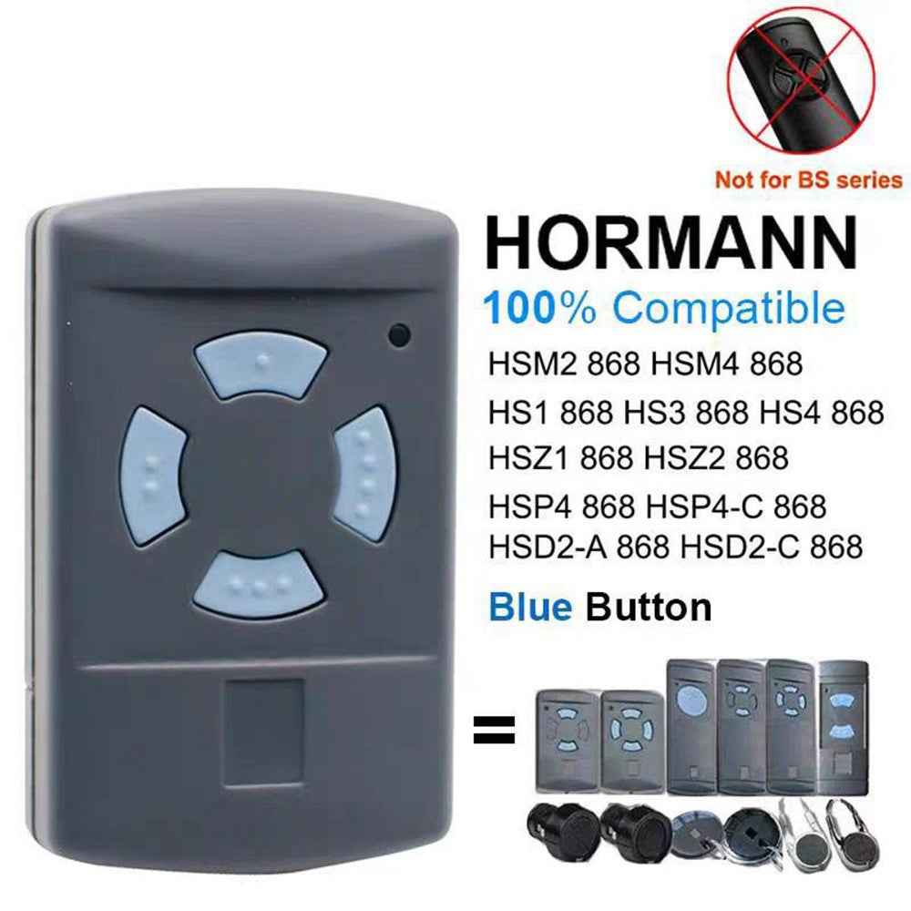 4-Button Garage Door Remote Control Compatible with HORMANN HSM4 HSM2 868MHz Cloneable Fixed Code Transmitter