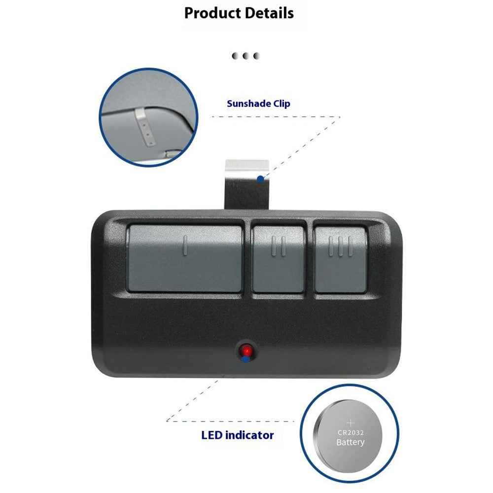 For LiftMaster 893MAX 3-Button Electric Gate Remote Control Rolling Code 100M Range Garage Door Opener