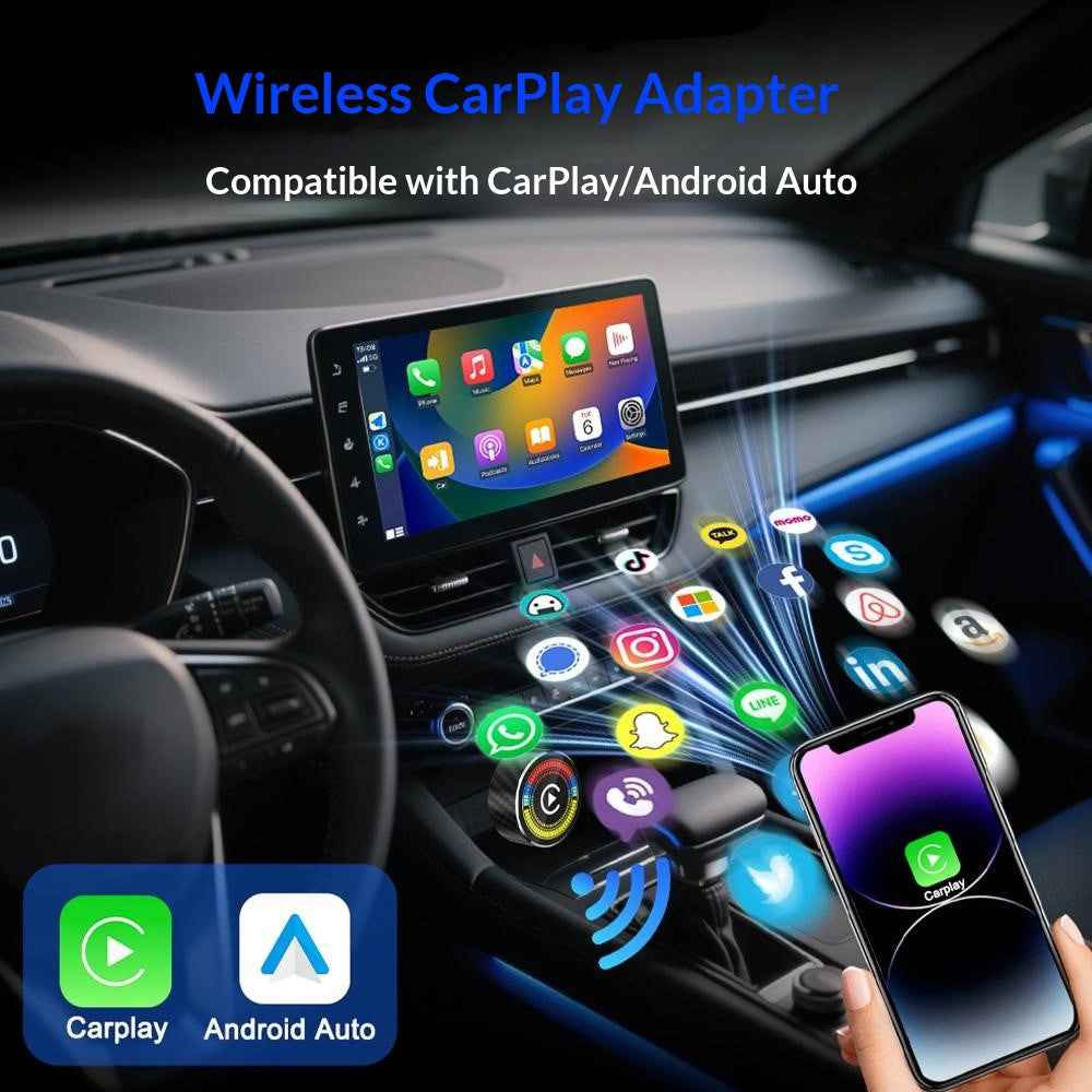 M47 2 in 1 AI Box Wireless Car Adapter for Car Play  /  Android Auto Upgrade Wired to Wireless Converter
