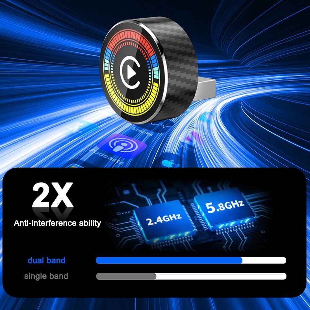 M47 2 in 1 AI Box Wireless Car Adapter for Car Play  /  Android Auto Upgrade Wired to Wireless Converter