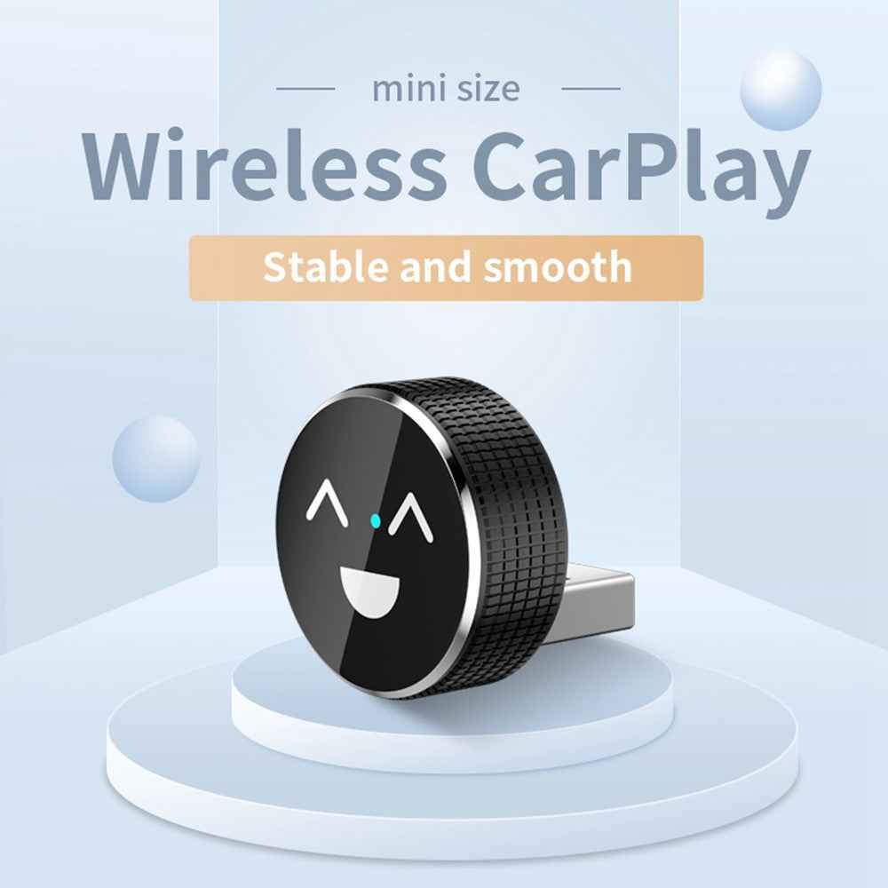 M49 2 in 1 Ai Box Smile Pattern Wireless Car Adapter for Car Play  /  Android Auto Wired to Wireless Converter