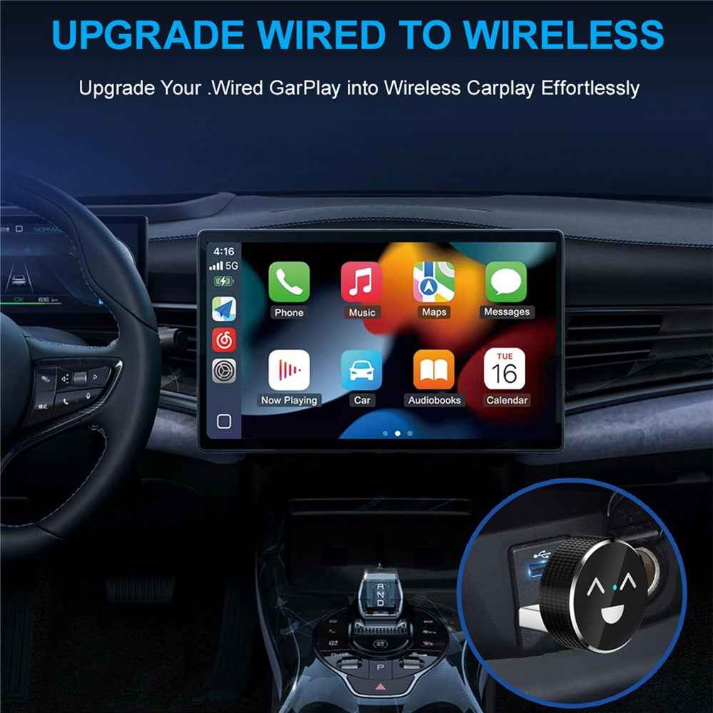 M49 2 in 1 Ai Box Smile Pattern Wireless Car Adapter for Car Play  /  Android Auto Wired to Wireless Converter
