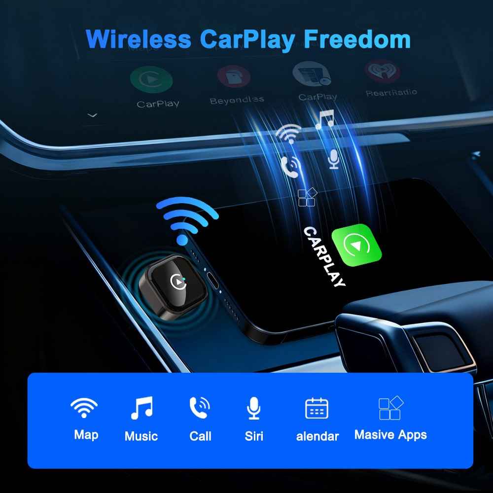 M62 2 in 1 AI Box Wireless Car Play Adapter for Built-in Car Play  /  Android Auto Wired to Wireless Converter - Black