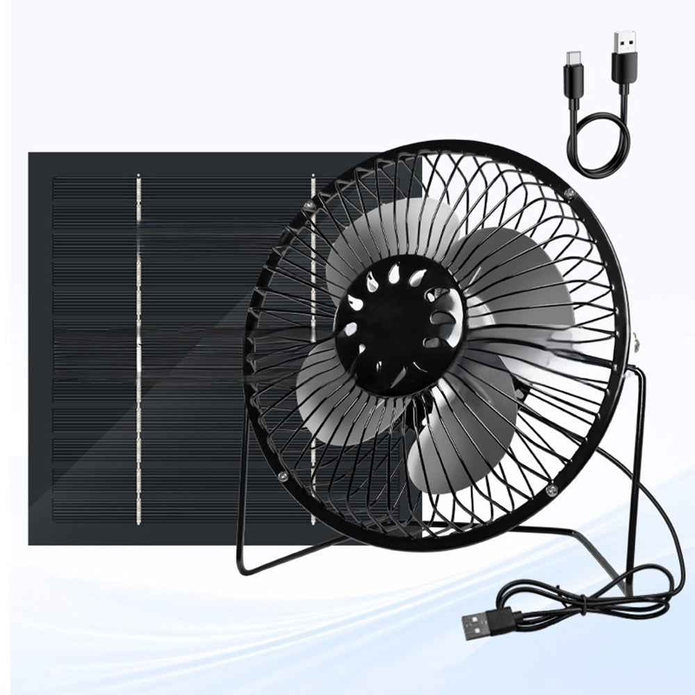 6 Inch Solar Powered Fan 360 Degree Rotatable Exhaust Fan with 8W Waterproof Solar Panel for Outdoor Camping