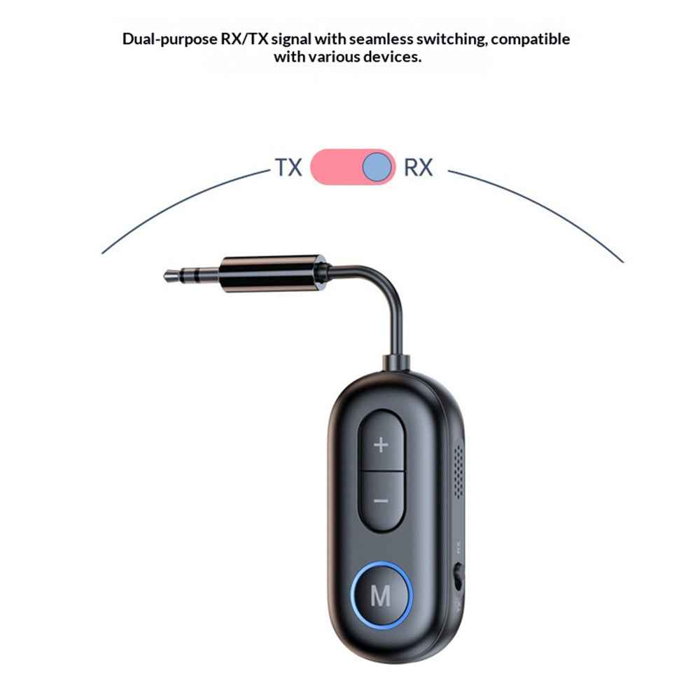 BT13 Bluetooth-compatible 5.4 Car Audio Adapter AUX 3.5mm Plug Receiver / Transmitter Device - Black