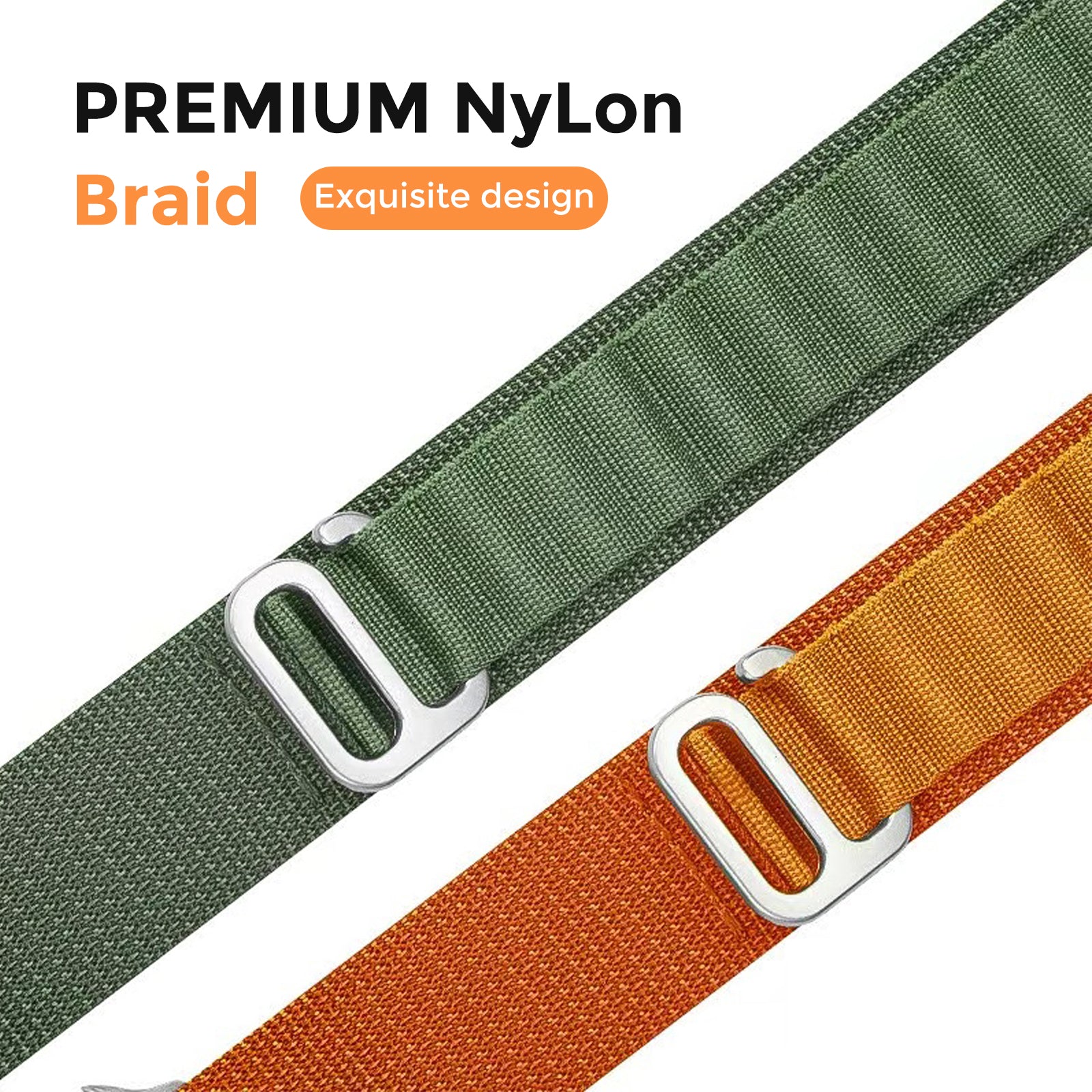 AHASTYLE WG97 For Apple Watch Ultra 2 Ultra 49mm / Series 9 8 7 45mm / 6 5 4 SE (2022) SE (2023) SE 44mm / 3 2 1 42mm Woven Nylon Band - Green