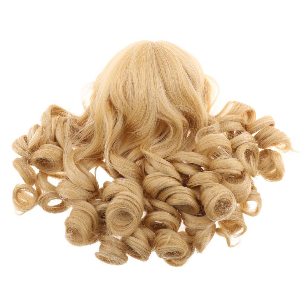 Dolls Long Curly Hair Wig for 18inch Doll DIY Making Gold