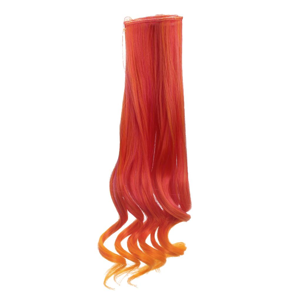 25cm Trendy Girl Doll Wig Long Curly Hairpiece DIY Making Accessory Orange