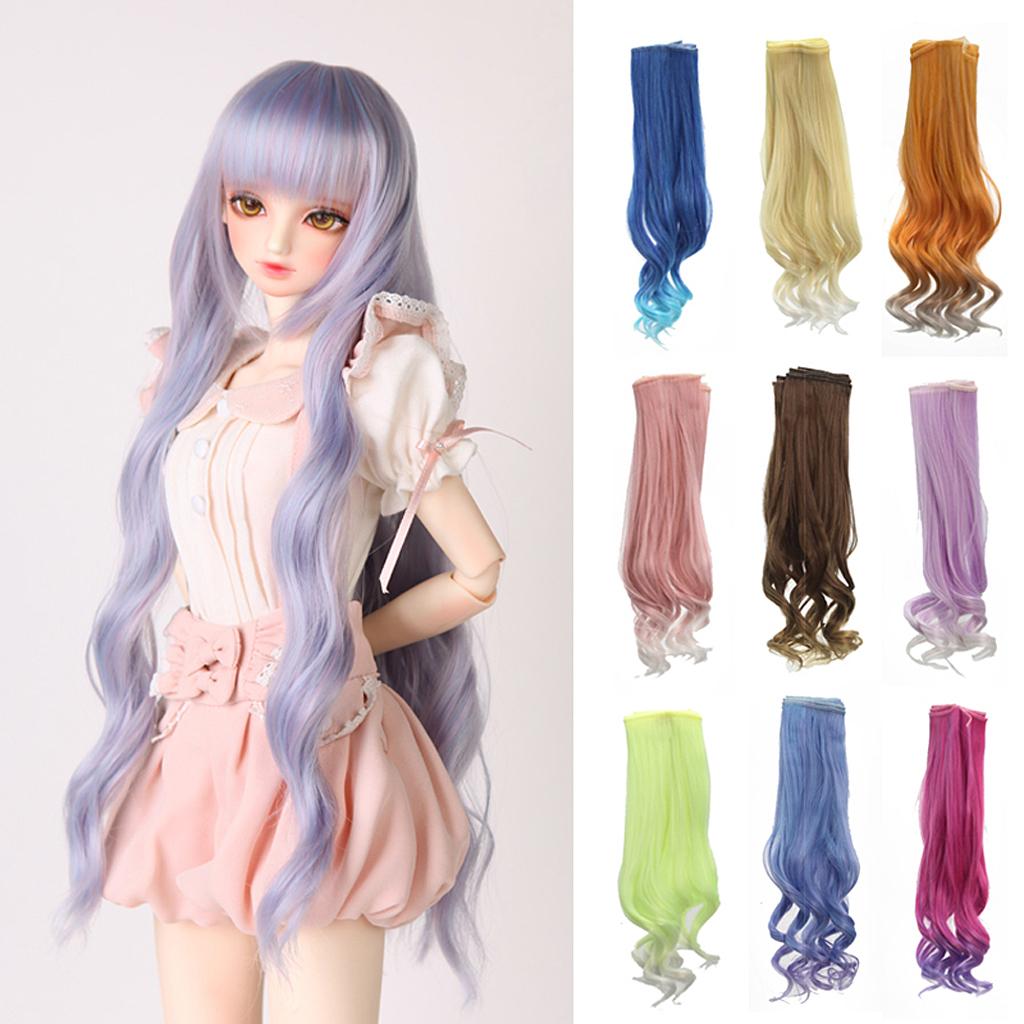 25cm Trendy Girl Doll Wig Long Curly Hairpiece DIY Making Accessory Orange
