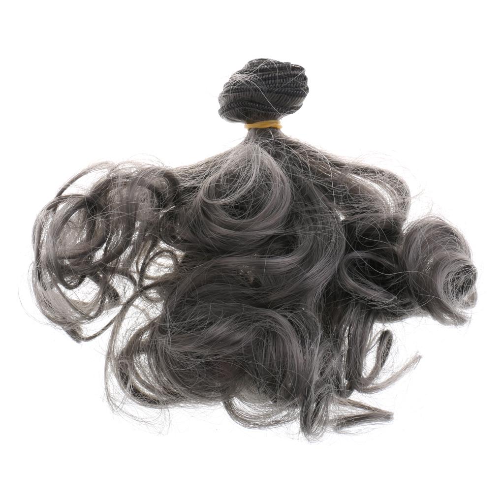 Fashion Multicolor 15cm Rinka DIY Doll Wigs Curly Wavy Hairpieces Dark Grey