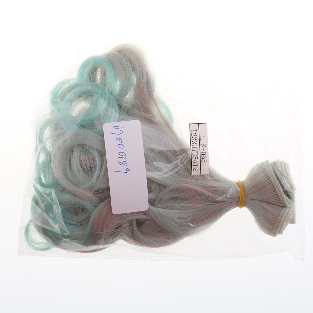 Fashion 15cm Rinka Multicolor Doll Wigs Curly Wavy Hairpiece Lake Green