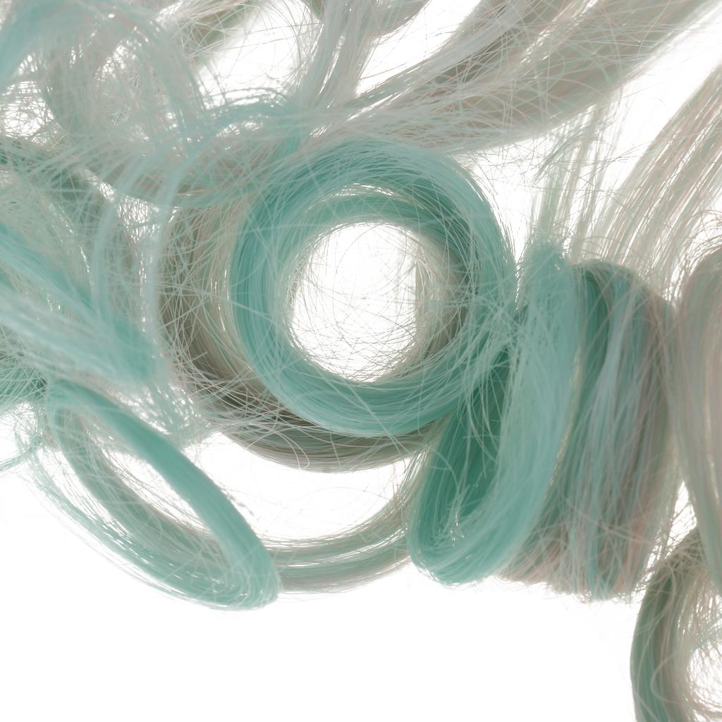Fashion 15cm Rinka Multicolor Doll Wigs Curly Wavy Hairpiece Lake Green