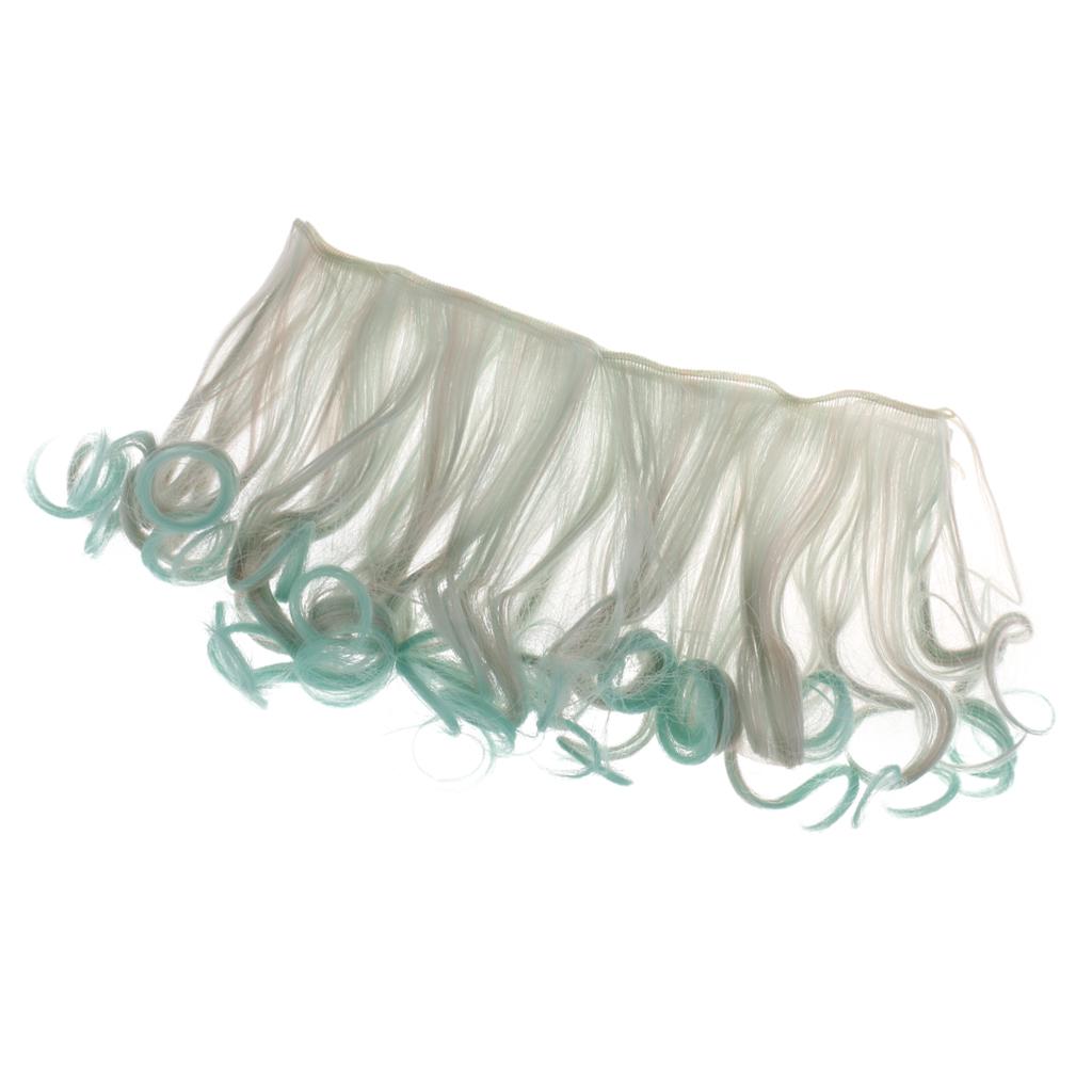 Fashion 15cm Rinka Multicolor Doll Wigs Curly Wavy Hairpiece Lake Green