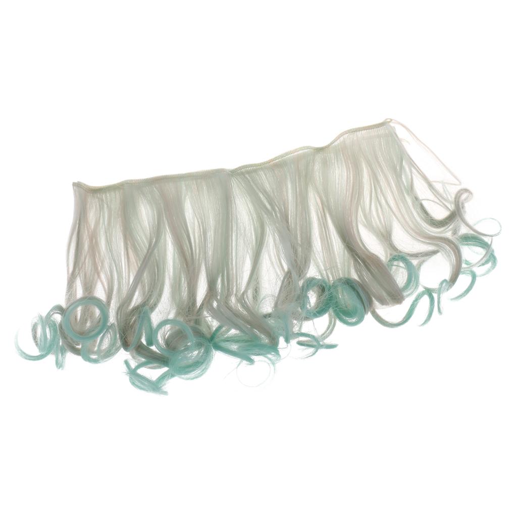 Fashion 15cm Rinka Multicolor Doll Wigs Curly Wavy Hairpiece Lake Green
