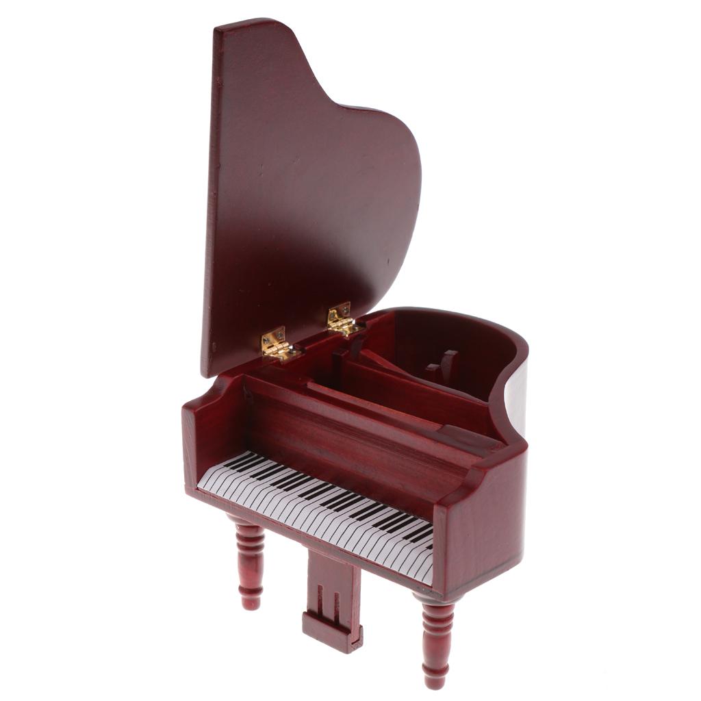 1/12 Scale Dollhouse Miniature Wooden Piano with Stool Rosewood
