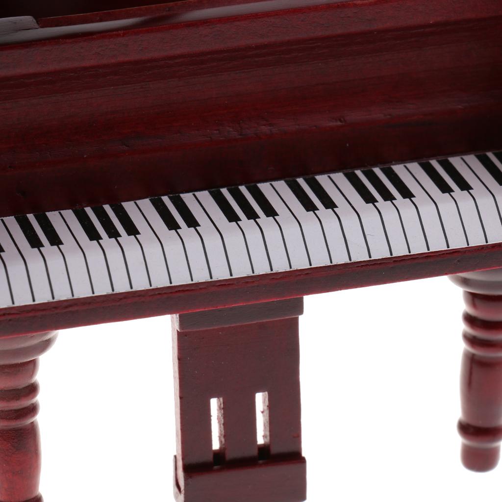 1/12 Scale Dollhouse Miniature Wooden Piano with Stool Rosewood