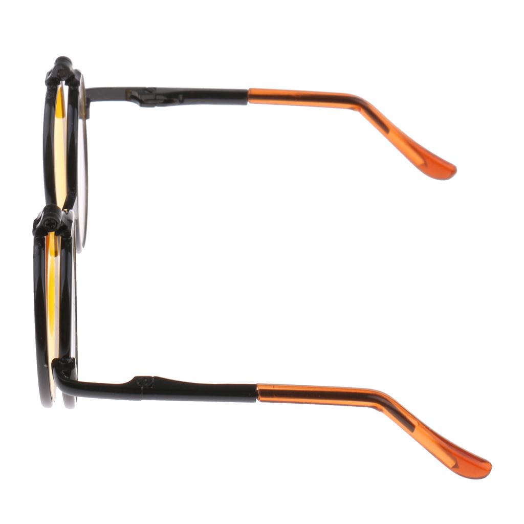 1/6 Blythe Dolls Double Folded Glasses Sunglasses Yellow Lens Black Frame