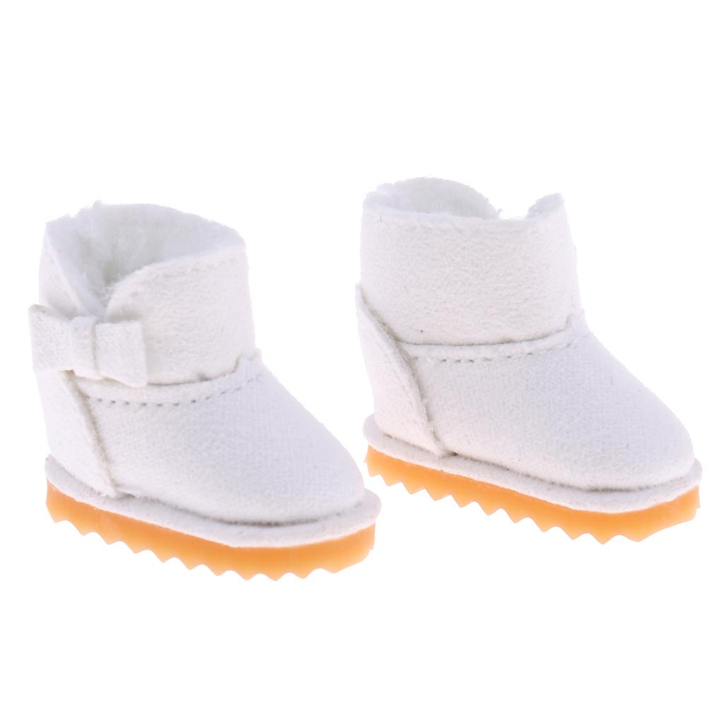 Fashion Bowknot Snow Boots Shoes for 12'' Blythe Dolls Clothes White