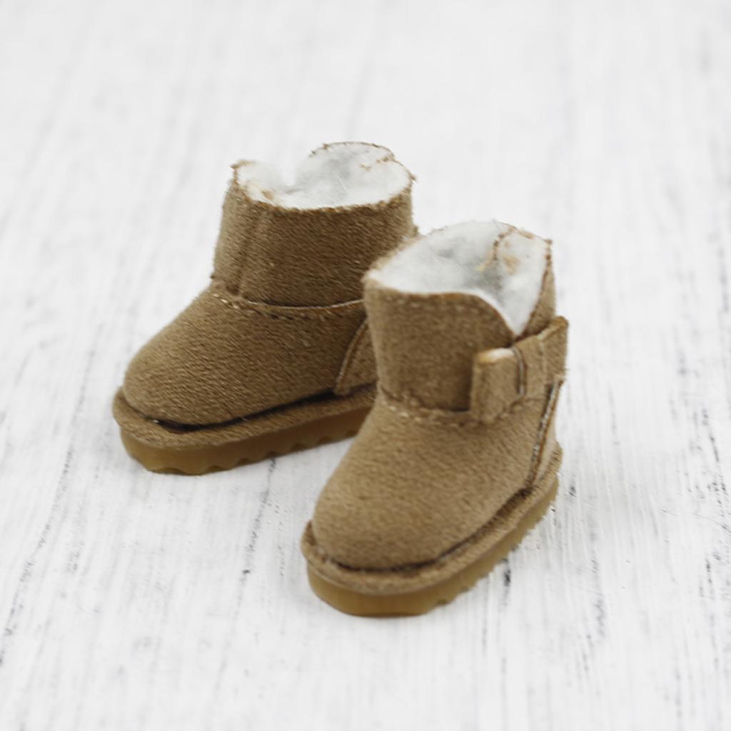 Fashion Bowknot Snow Boots Shoes for 12'' Blythe Dolls Clothes Brown