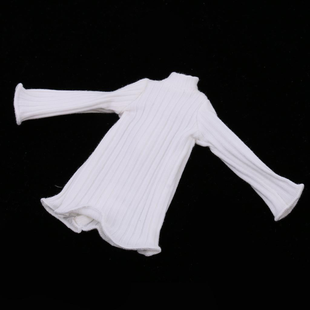 1/6 Scale Long Sleeve Jumper Dress Top for Blythe Azone Licca Doll White
