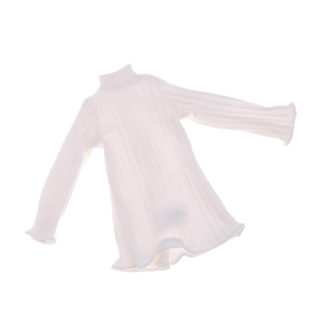 1/6 Scale Long Sleeve Jumper Dress Top for Blythe Azone Licca Doll White