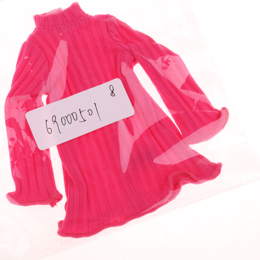 1/6 Scale Long Sleeve Jumper Dress Top for Blythe Azone Licca Doll Rose Red