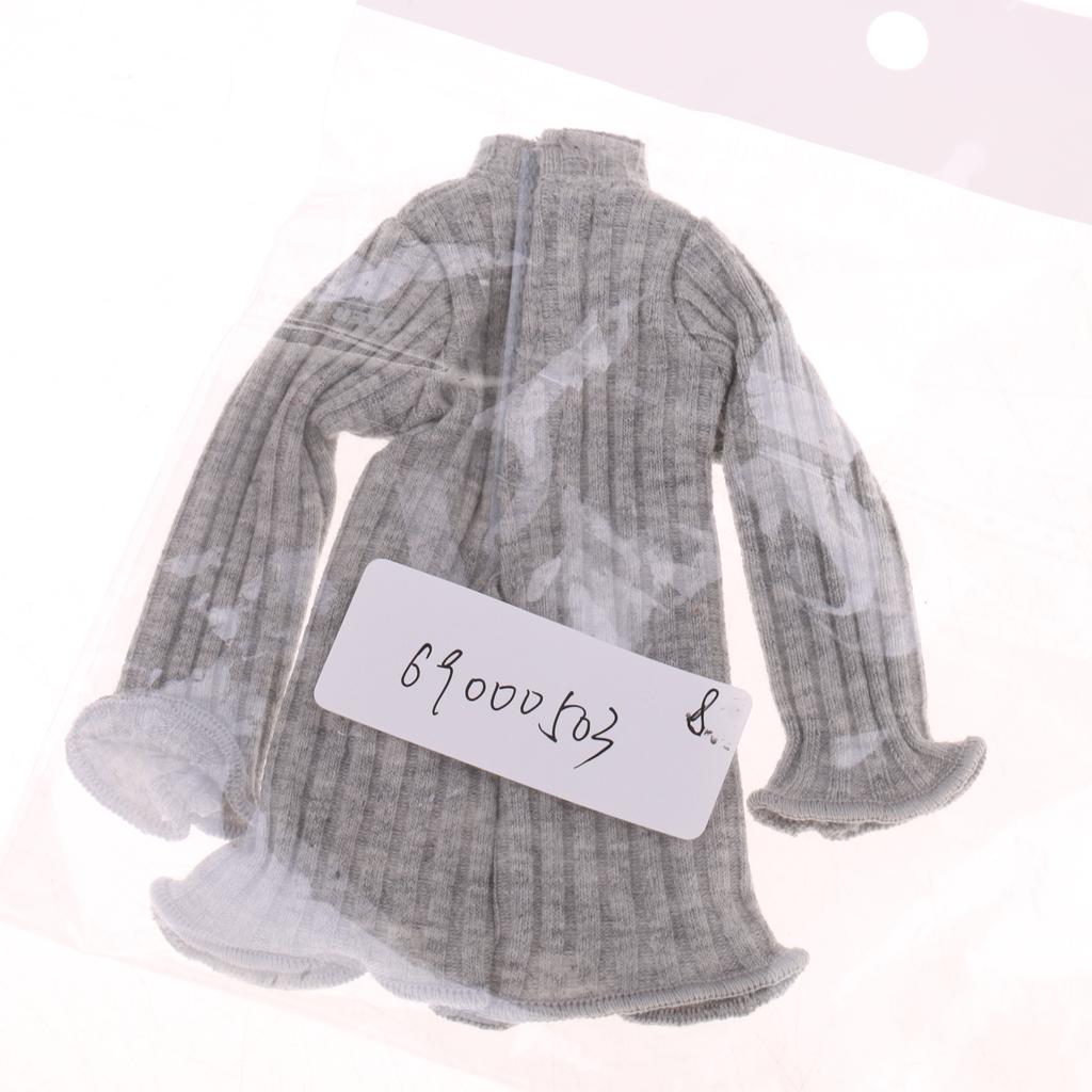 1/6 Scale Long Sleeve Jumper Dress Top for Blythe Azone Licca Doll Gray