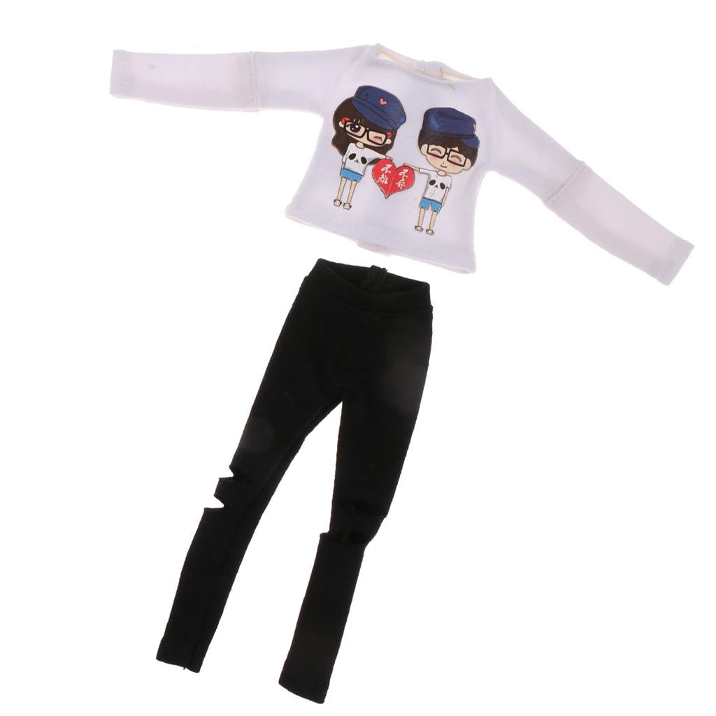 Trendy Tee & Pants Set Outfits Clothes for 1/6 Scale Blythe Azone Licca Doll