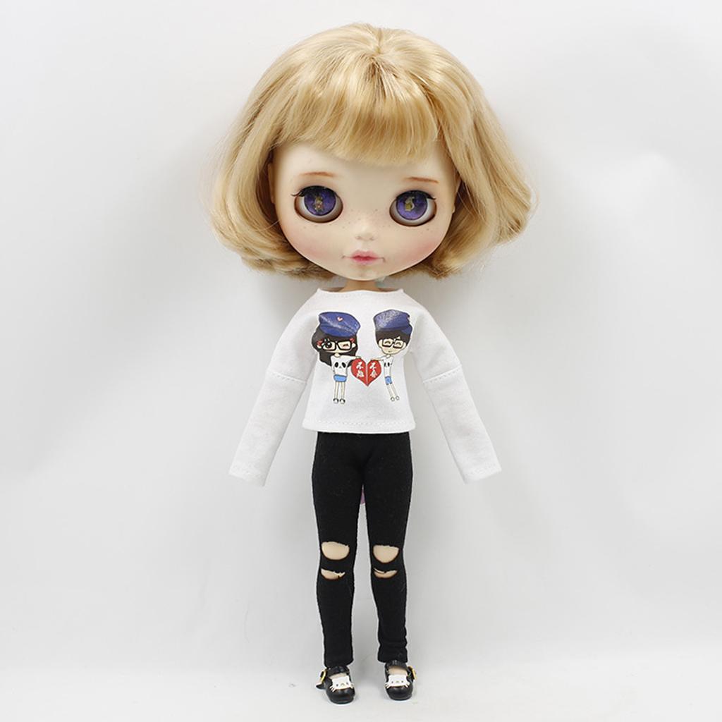 Trendy Tee & Pants Set Outfits Clothes for 1/6 Scale Blythe Azone Licca Doll