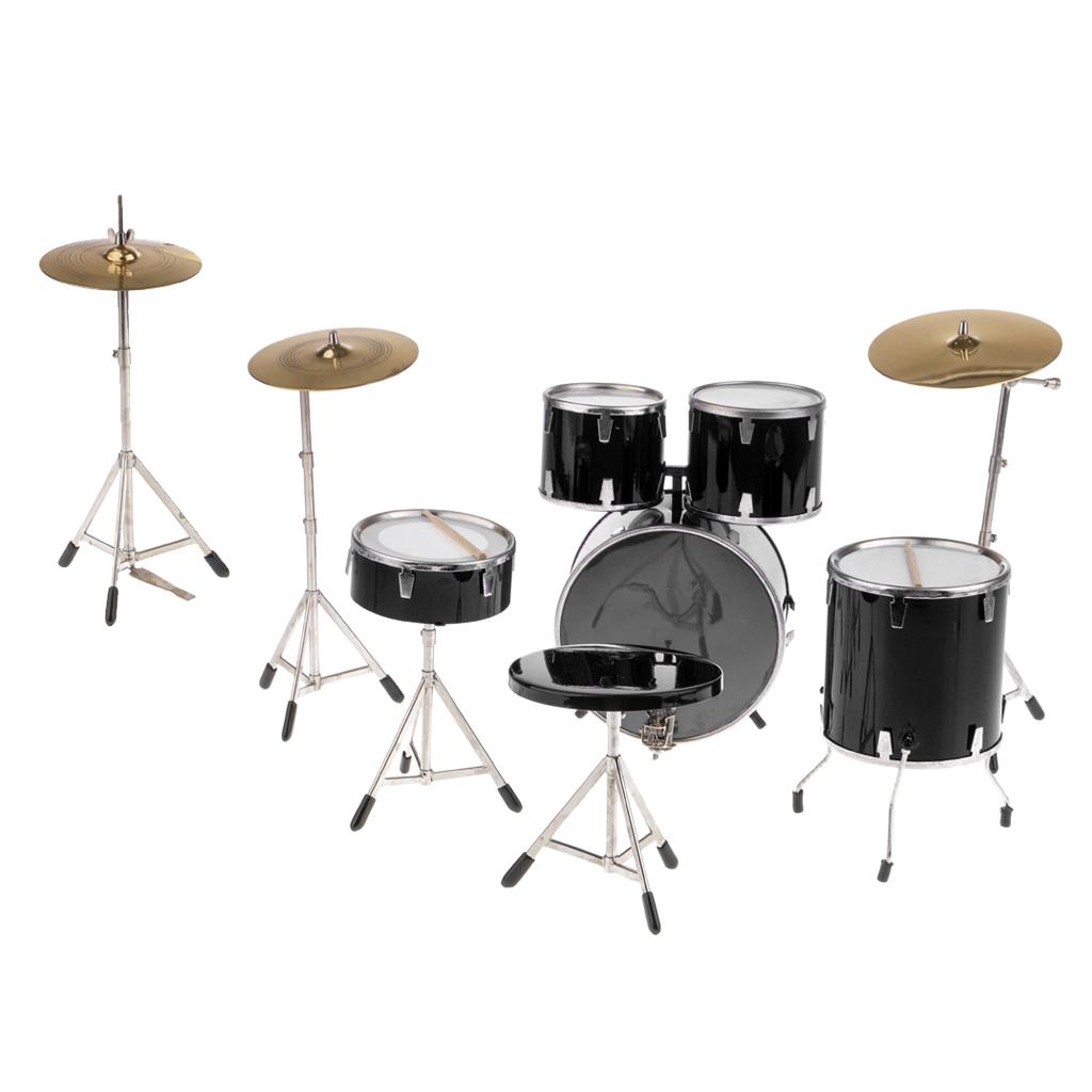 1/6 Scale Complete Drum Set Musical Instrument for 12 Action Figure black"
