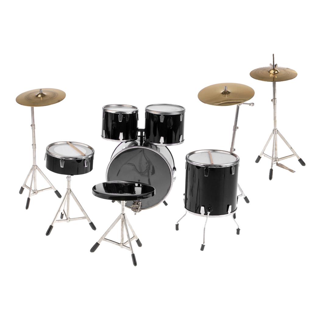 1/6 Scale Complete Drum Set Musical Instrument for 12 Action Figure black"