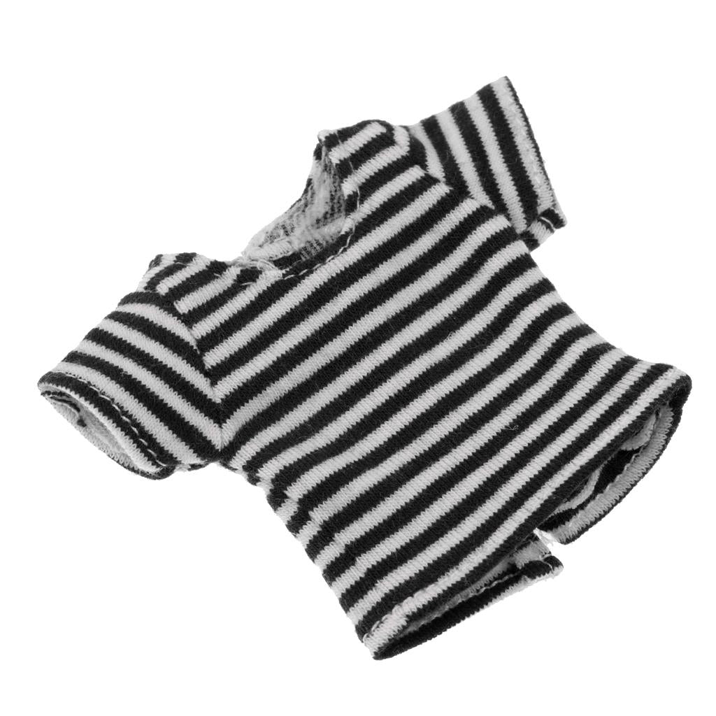 Fashion Striped Shirt Short Sleeve Tops for Blythe Doll Casual Wear Black