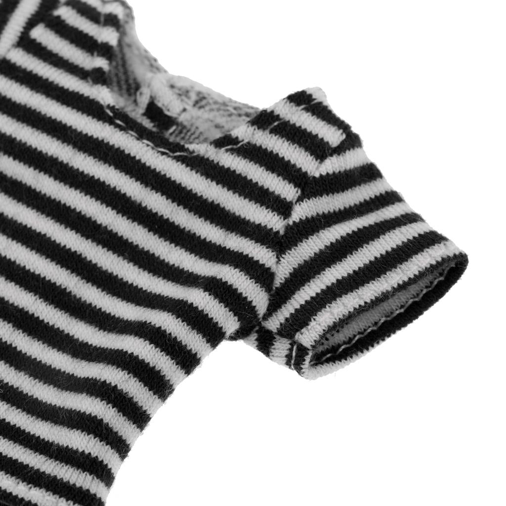 Fashion Striped Shirt Short Sleeve Tops for Blythe Doll Casual Wear Black