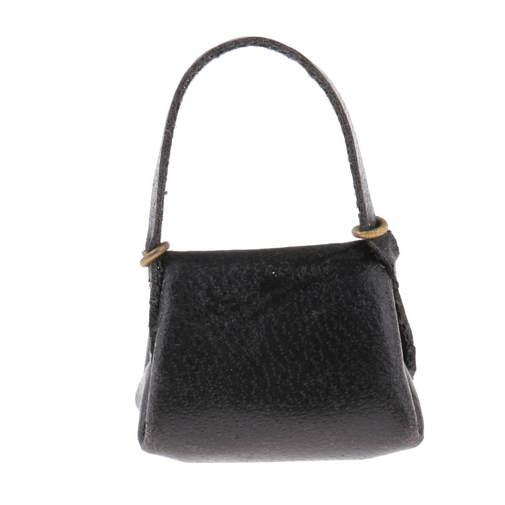 1:12 Dollhouse PU Woman Handbag Miniature Fashion Doll Decoration Black
