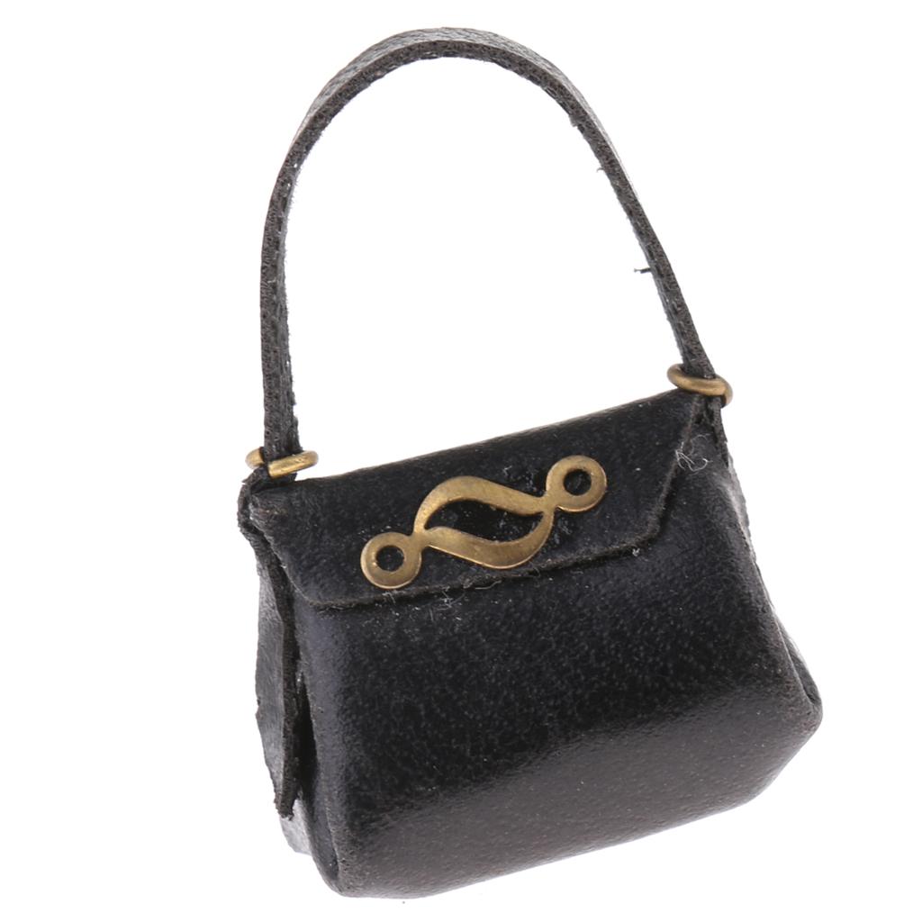 1:12 Dollhouse PU Woman Handbag Miniature Fashion Doll Decoration Black