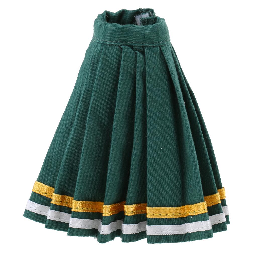 Classic Pleated Skirt Dress for 12inch Blythe Doll Party Casual Outfit green