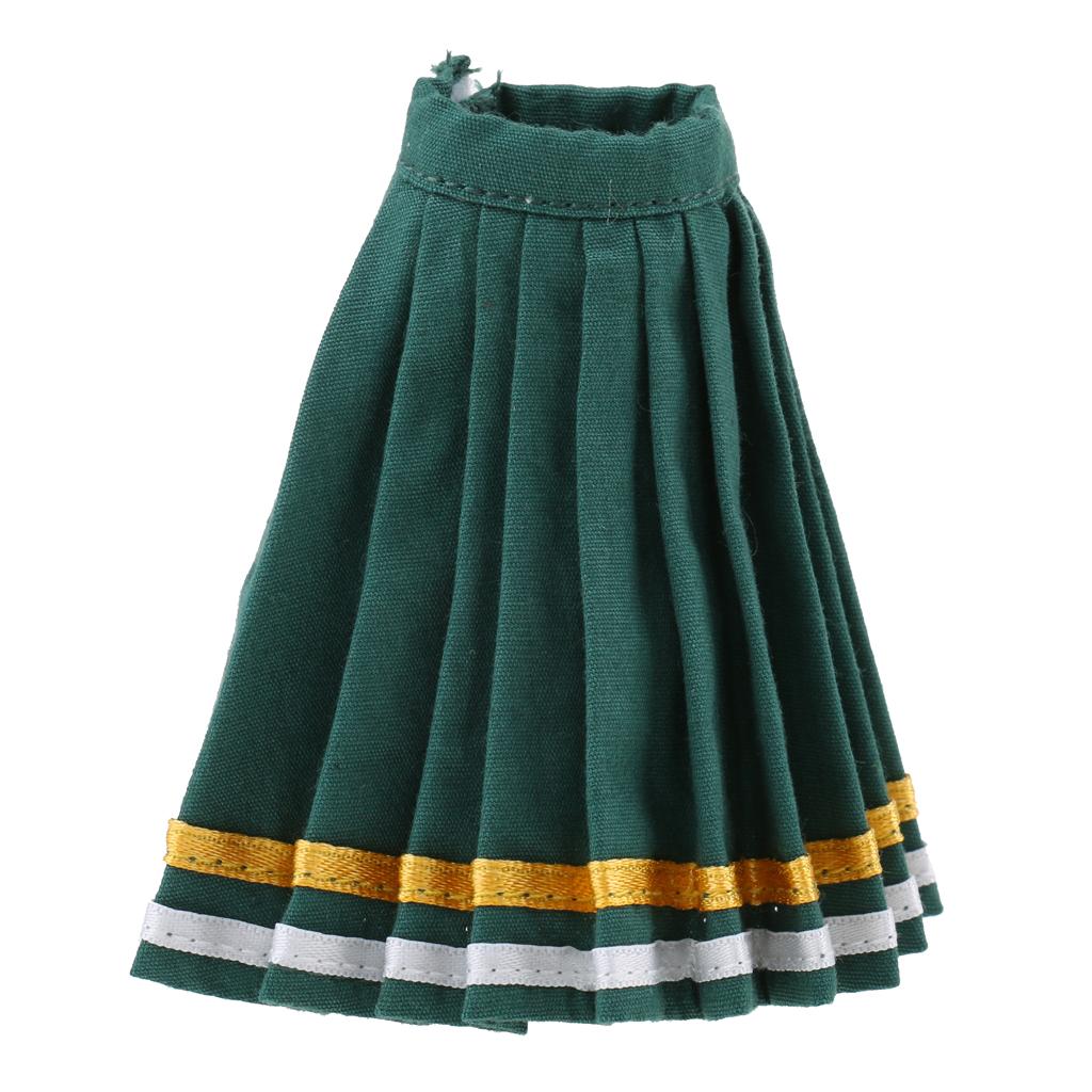 Classic Pleated Skirt Dress for 12inch Blythe Doll Party Casual Outfit green