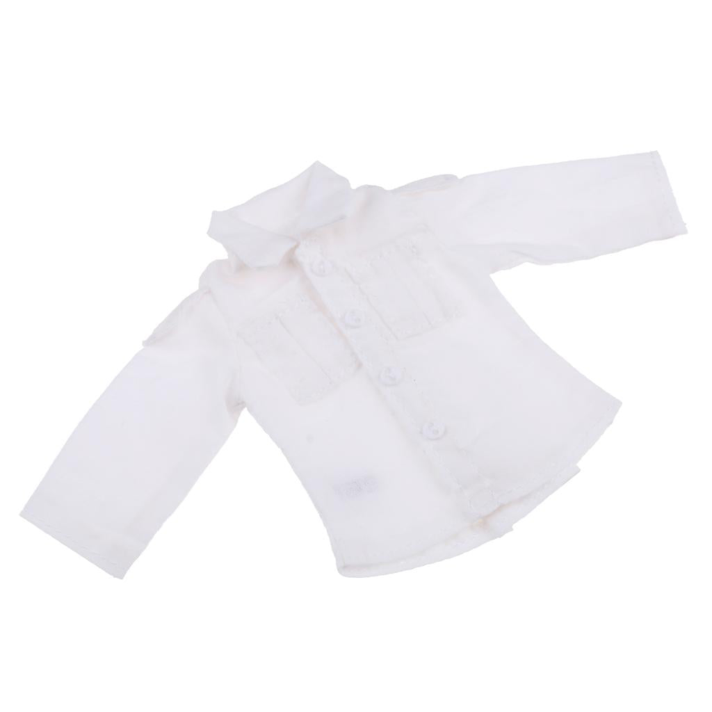 Classic White Shirt Cotton Clothes Casual Wear for 1/6 Blythe Doll Accessory