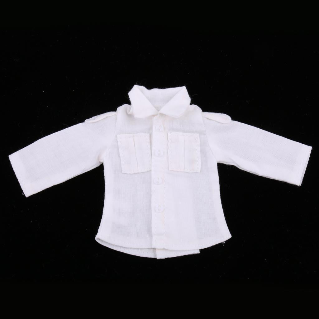Classic White Shirt Cotton Clothes Casual Wear for 1/6 Blythe Doll Accessory