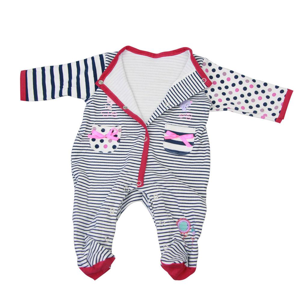 Striped Rompers Flower Headband Set Clothes for 22''-23'' Newborn Baby Doll