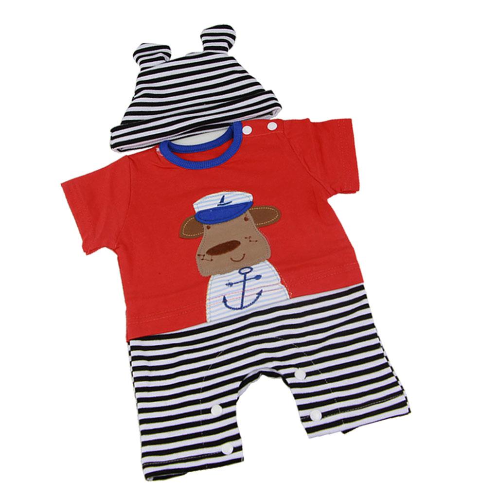 Catoon Printed Rompers Hat Suit Clothes for 22''-23'' Nebworn Baby Doll
